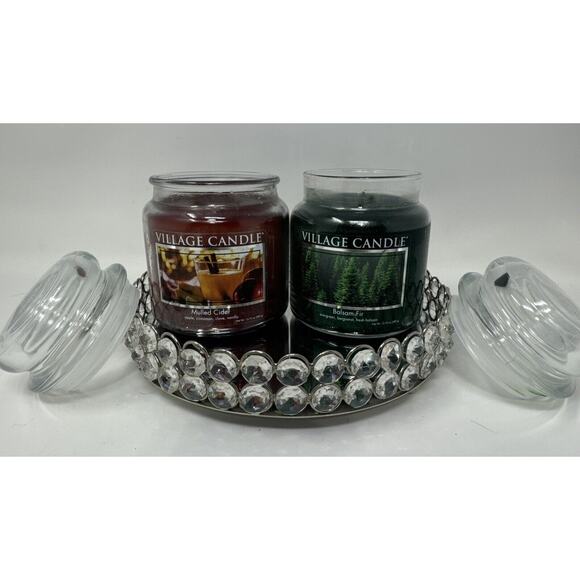 2 Village Candle~Balsam Fir & Muled Cider Apothecary Jars, Scented Candle 13.75 - Picture 2 of 4